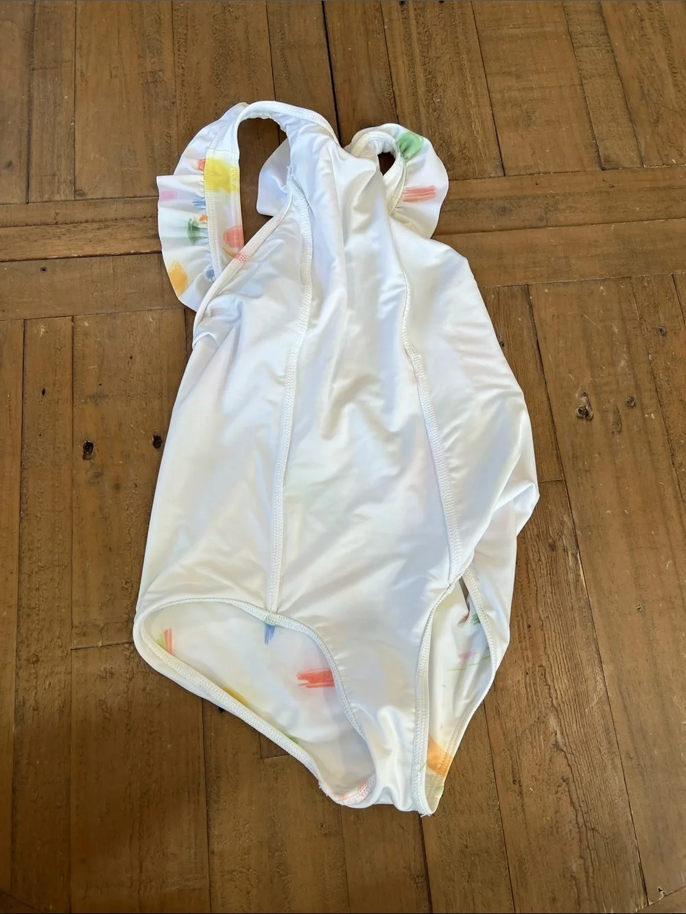 Minnow one piece ruffled swimsuit scribble print 9-10 years nwot